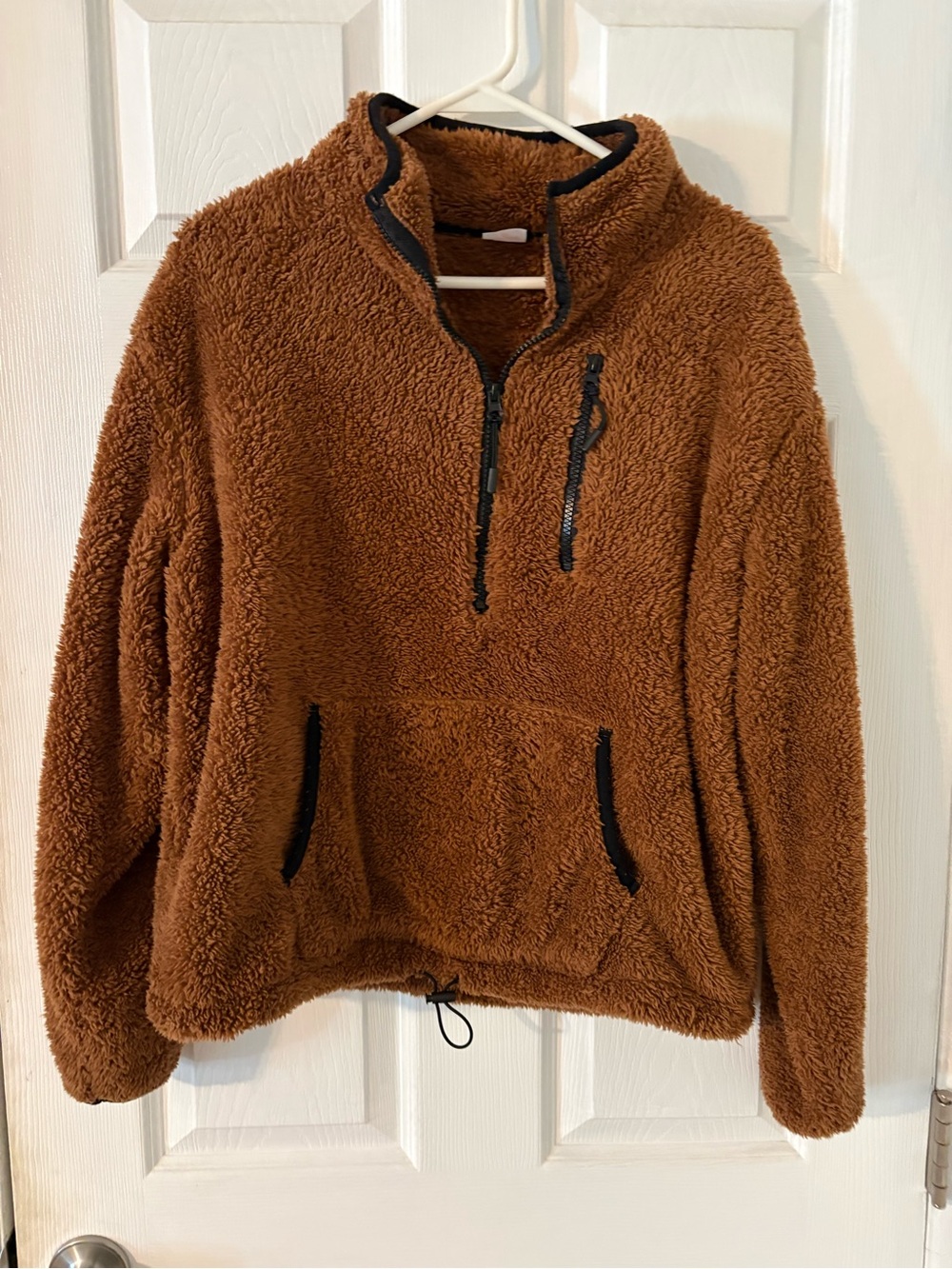 Brown Teddy Sherpa Quarter Zip Pullover Fleece Jacket Size Large 11-13 - Picture 5 of 5